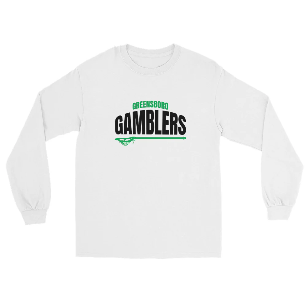 Gamblers Text Men’s Long Sleeve Shirt - Image 2