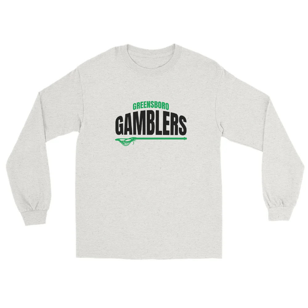 Gamblers Text Men’s Long Sleeve Shirt - Image 3