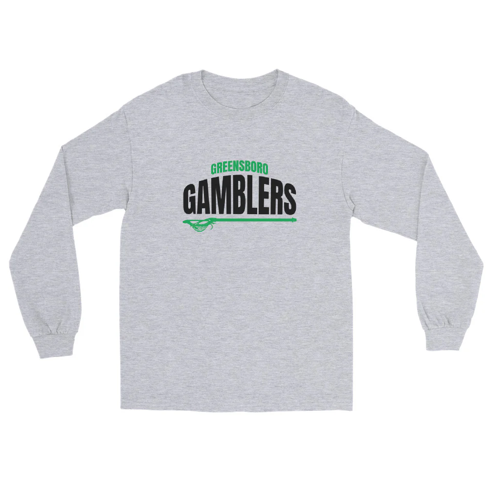 Gamblers Text Men’s Long Sleeve Shirt - Image 4